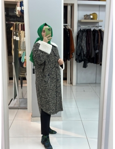 Levidor Kürklü Peluş Kaban siyah 2