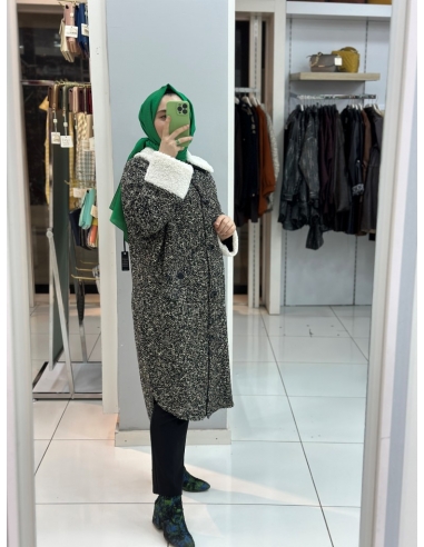 Levidor Kürklü Peluş Kaban siyah