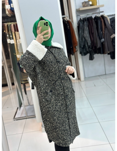 Levidor Kürklü Peluş Kaban siyah