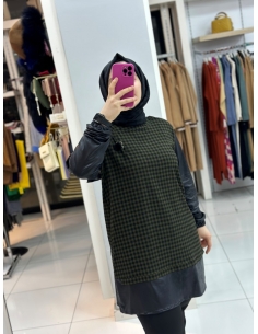 N Prive Deri Detaylı Kareli Tunik HAKİ 2