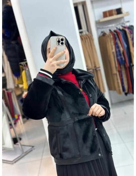 N Prive Kürklü Ceket siyah