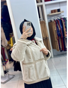 N Prive Kürklü Ceket Ekru 2