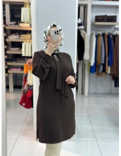 Özkayalar Krep Tunik 2887 Kahve