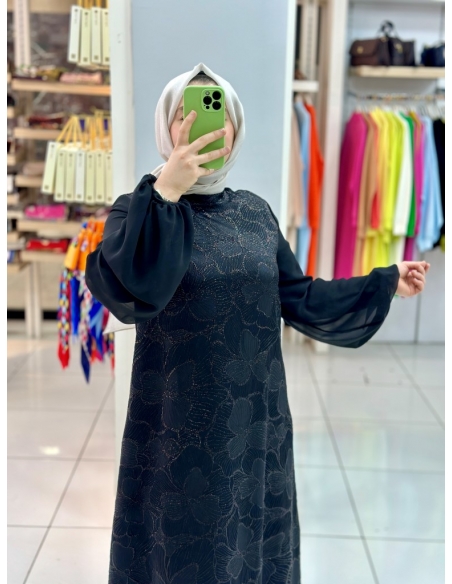 N Prive Abiye Jakar Elbise Siyah 13145