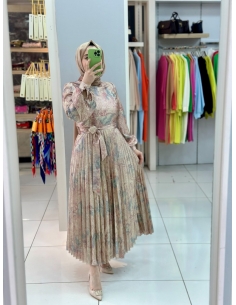 N Prive Simli Plise Detaylı Abiye Elbise 13157