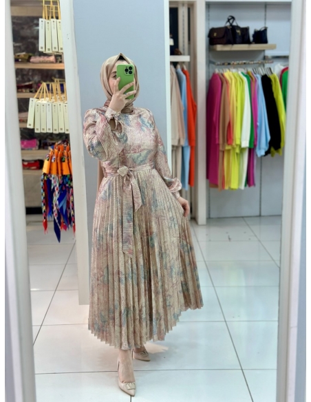 N Prive Simli Plise Detaylı Abiye Elbise 13157