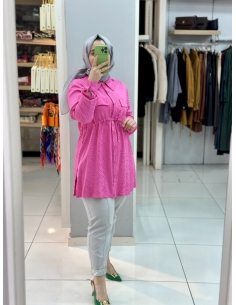 N Prive Jakarlı Beli Büzgülü Tunik 19170 pembe