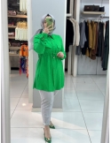 N Prive Jakarlı Beli Büzgülü Tunik 19170 yeşil