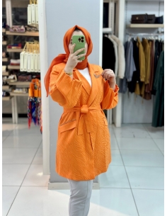 N Prive Jakarlı Ceket  Turuncu 15075 2