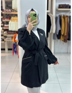 N Prive Jakarlı Ceket siyah 15075 2