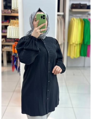 N Prive Nakışlı Modal Tunik siyah 19199