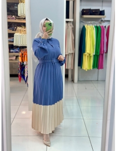 Levidor Pliseli Elbise 330086 mavi