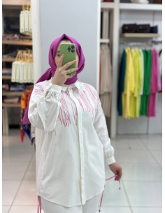 N Prive Baskı Detaylı poplin Tunik 19193