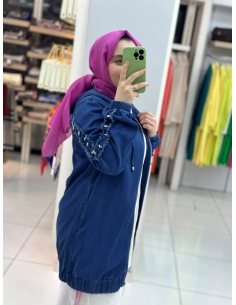 N Prive Tilsitme ve Taşlı Kot Trenç koyu mavi 2