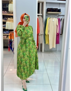 N Prive Saten Elbise yeşil