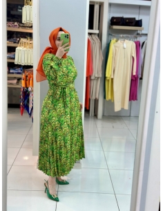 N Prive Saten Elbise yeşil 2