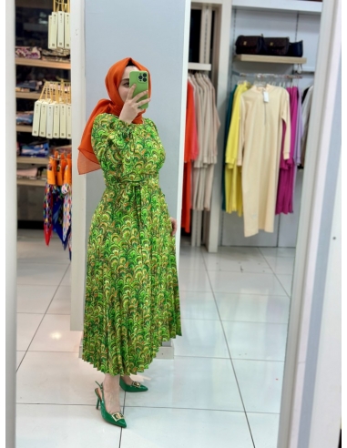 N Prive Saten Elbise yeşil