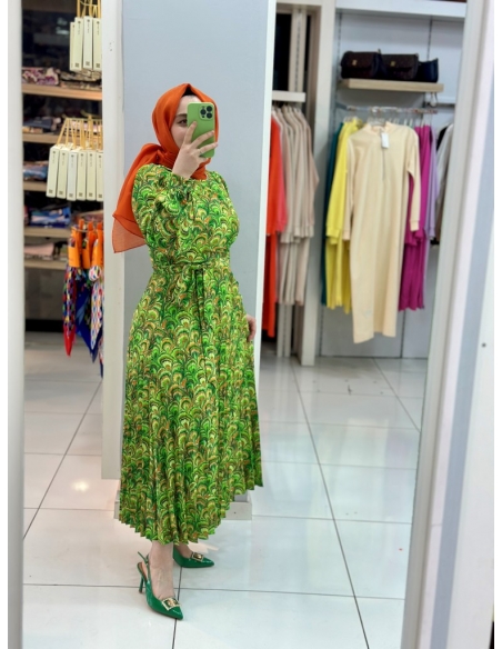 N Prive Saten Elbise yeşil