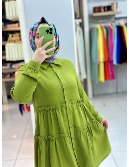 Musab İthal Keten Tunik 3669 yeşil