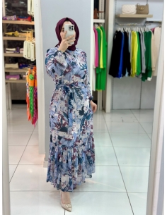 Seng Dalgalı Elbise 1112 mavi