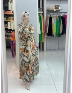 Seng Çizgi Desen  Elbise 1112