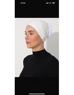 Ecardin Geçirmeli Güpürlü Bone beyaz