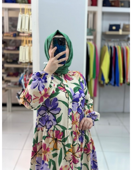 Levidor Pamuk Keten Elbise MOR 330207