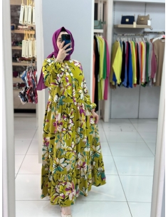 Levidor Pamuk Keten Elbise YEŞİL  330207