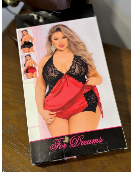 For Dreams Büyük Beden Fantazi Gecelik 8307 kırmızı