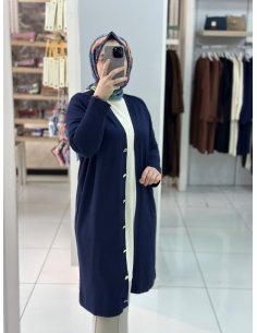 Düğmeli Merserize Hırka 999 Lacivert 2