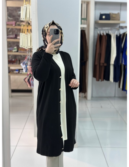 Düğmeli Merserize Hırka 999 SİYAH