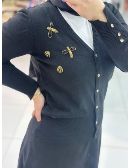 N Prive Triko Hırka N4380 SİYAH