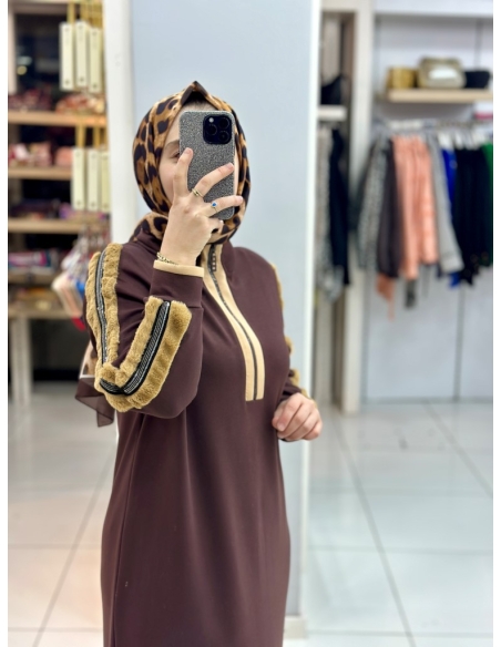 Levidor Oysho Kürklü Elbise 330255 KAHVE