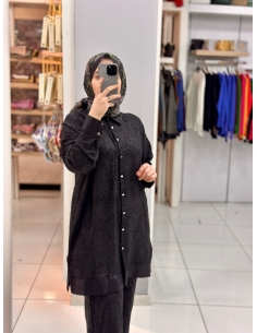 Levidor Etnik Desen Jakarlı Takım 100234 SİYAH 2