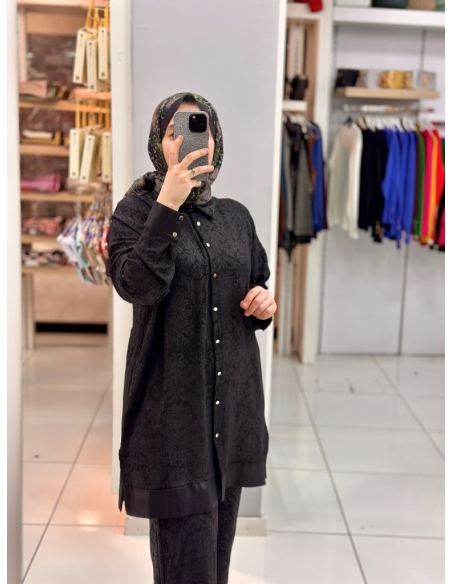 Levidor Etnik Desen Jakarlı Takım 100234 SİYAH