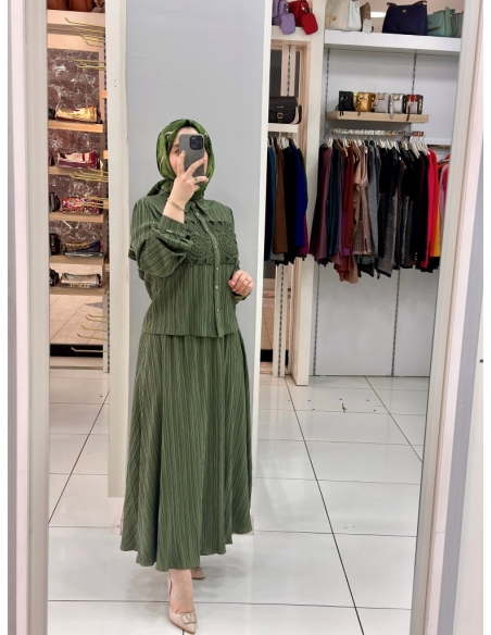 LEVİDOR GÜPÜRLÜ KETEN TAKIM 130999 YEŞİL