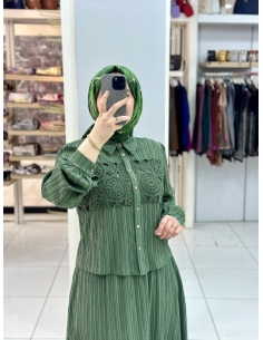 LEVİDOR GÜPÜRLÜ KETEN TAKIM 130999 YEŞİL 2