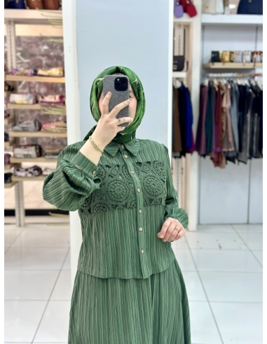 LEVİDOR GÜPÜRLÜ KETEN TAKIM 130999 YEŞİL