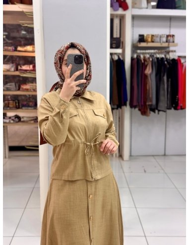 Levidor Düğmeli Takım 100464 bej